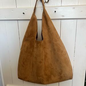 GAP Vegan Suede Slouchy Tote Bag - Honey Brown